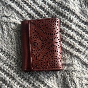 Brown Leather Wallet with Cutout Design
